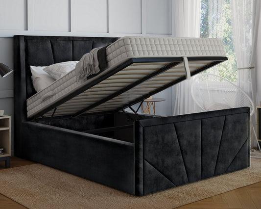 York Winged Single Ottoman Bed