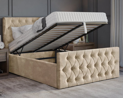 Oyster Winged Super King Ottoman Bed