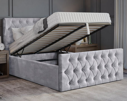 Oyster Winged Super King Ottoman Bed